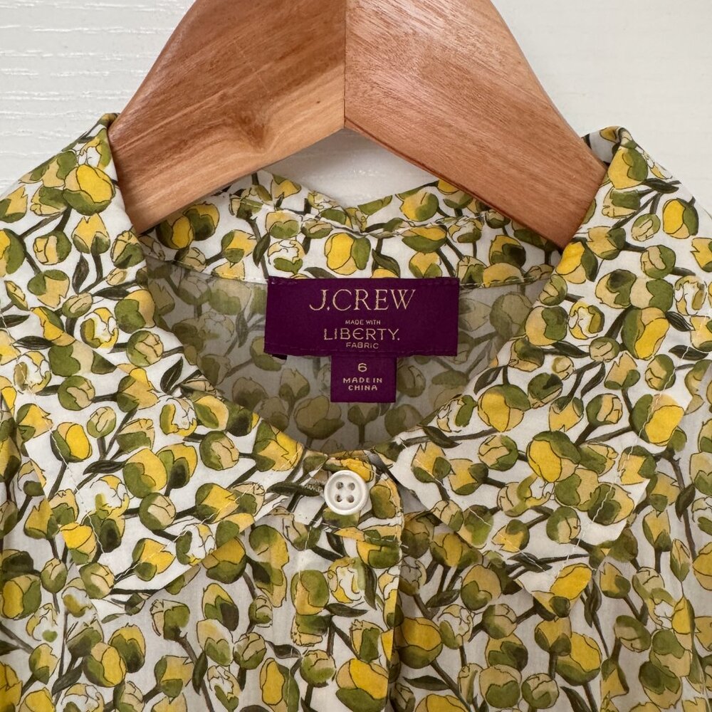 J.Crew Fitted-waist shirt-dress in Liberty® Eliza's Yellow fabric - Picture 3 of 4
